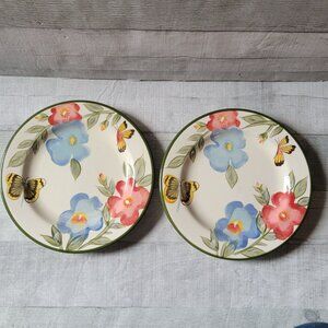 Pfaltzgraff Butterfly Botanical Dinner Plates Set Of 2 Floral & Butterfly Design